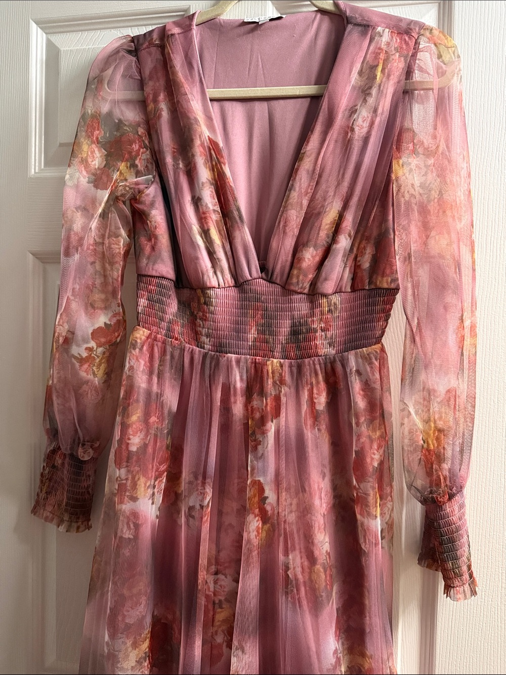 Baltic Born Pink Floral Maxi Dress with V-Neck